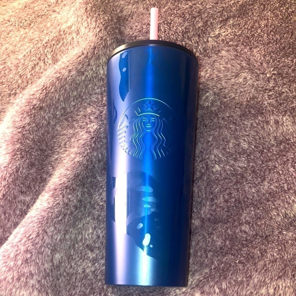 NWT Starbucks Blue Monstera Leaf Stainless Steel Tumbler